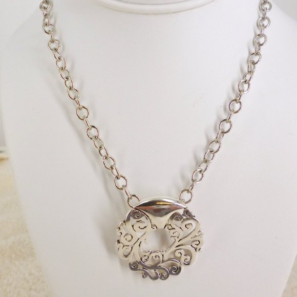 Francesca Visconti Necklace Slider Pendant Silver Tone 15" + 3" NWOT - Picture 2 of 4